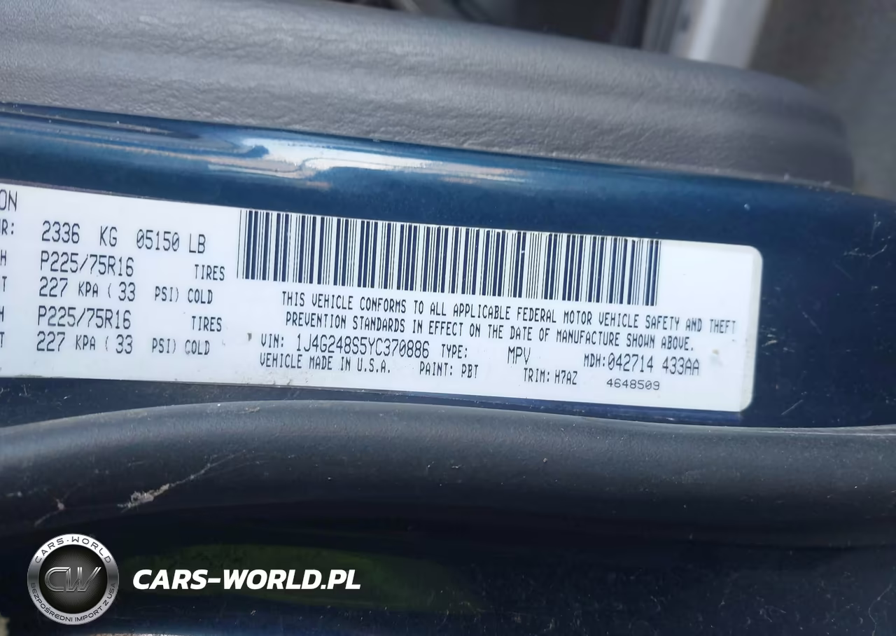 2000 Jeep Grand Cherokee Laredo VIN:1J4G248S5YC370886 - 9