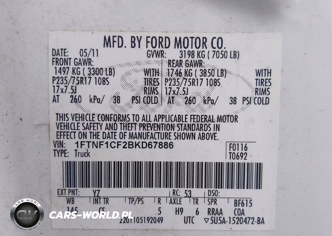 2011 Ford F-150 Xl VIN:1FTNF1CF2BKD67886 - 9