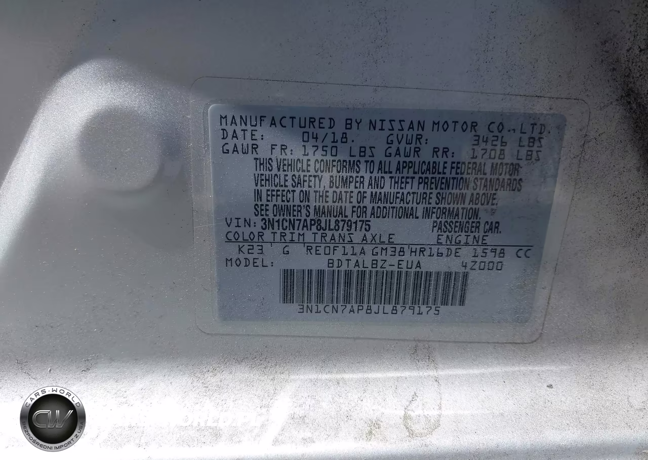 2018 Nissan Versa 1.6 Sv VIN:3N1CN7AP8JL879175 - 9