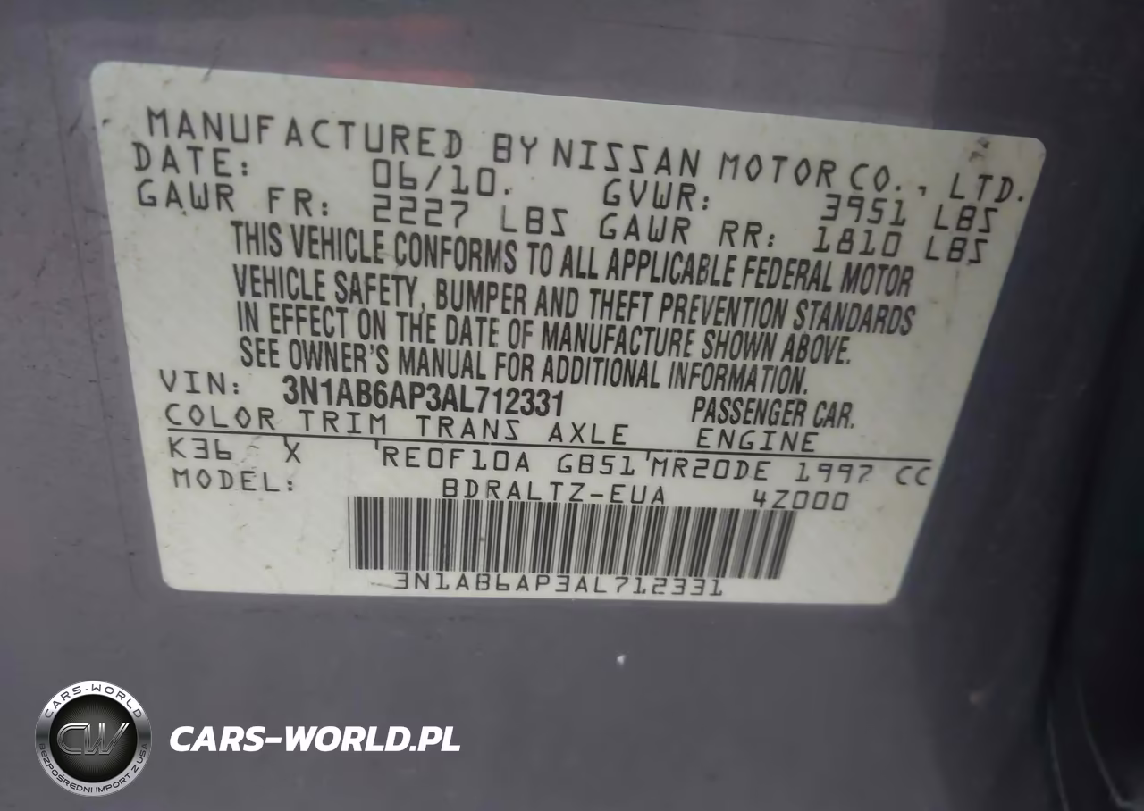 2010 Nissan Sentra 2.0S VIN:3N1AB6AP3AL712331 - 9