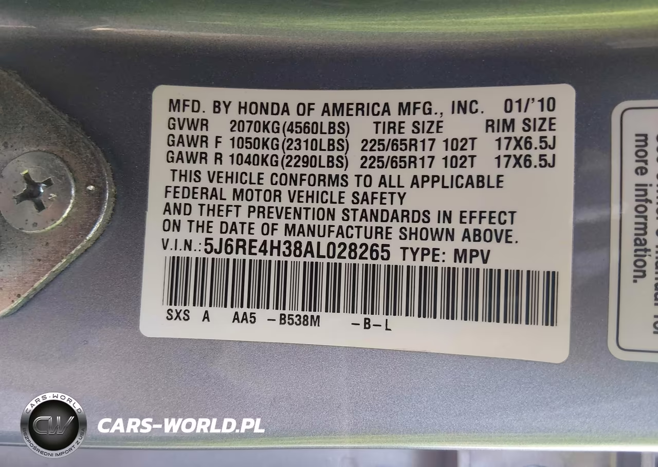 2010 Honda Cr-V Lx VIN:5J6RE4H38AL028265 - 9