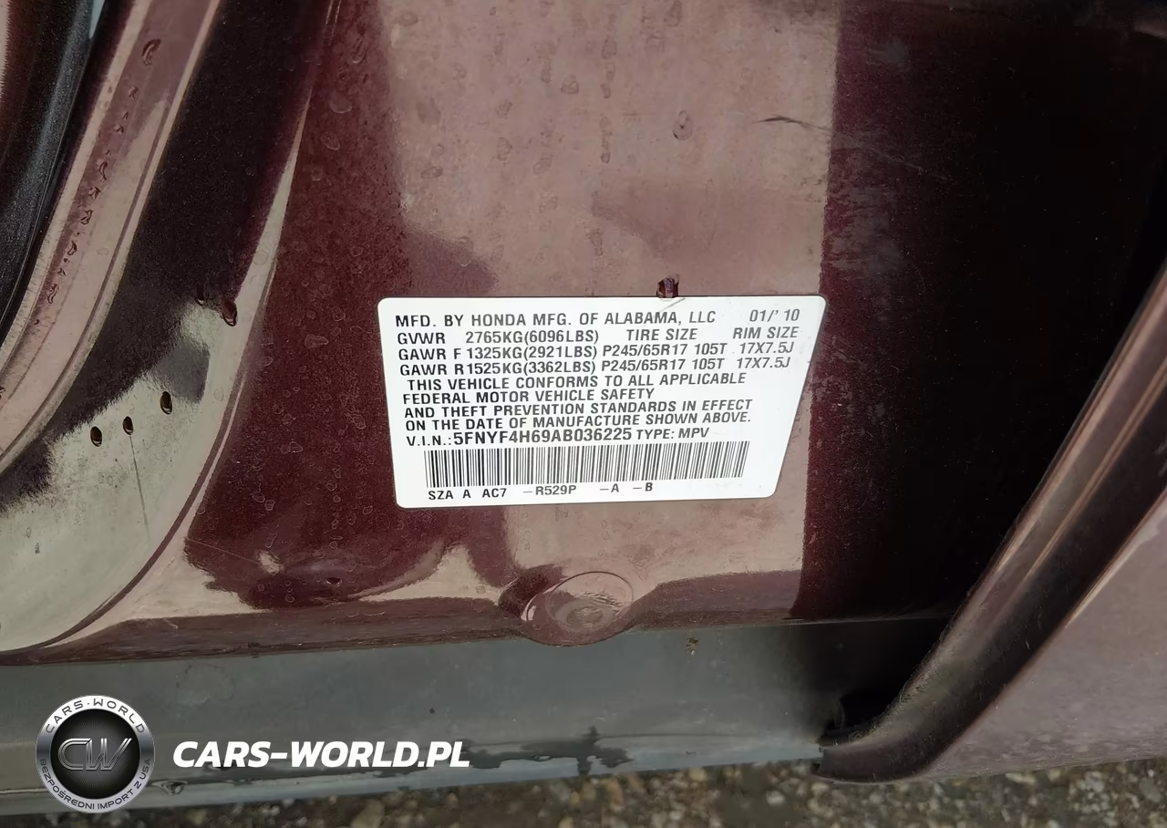 2010 Honda Pilot Ex-L VIN:5FNYF4H69AB036225 - 9