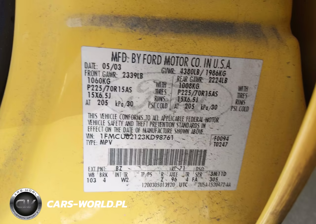 2003 Ford Escape Xls VIN:1FMCU02123KD98761 - 9