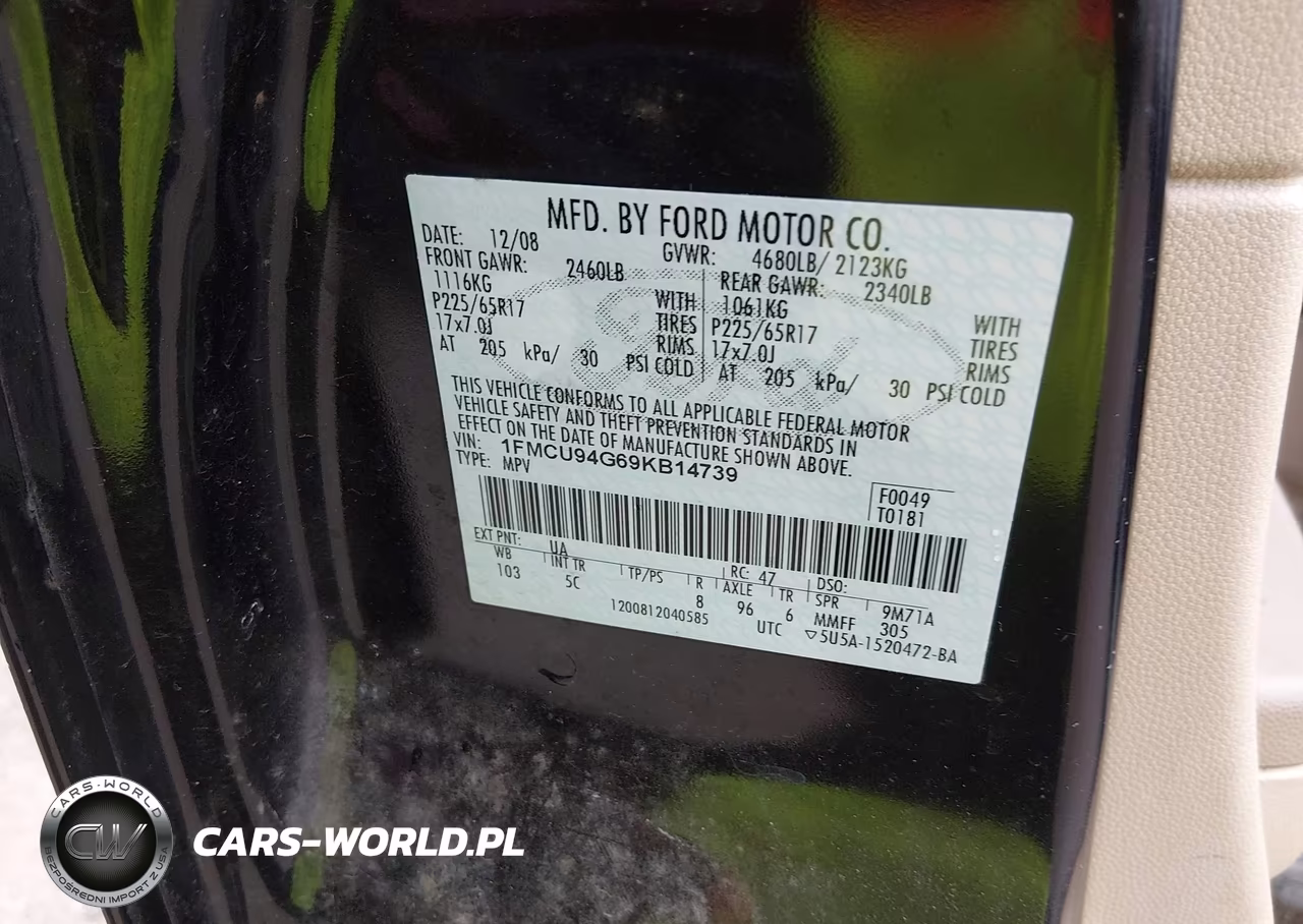 2009 Ford Escape Limited VIN:1FMCU94G69KB14739 - 9