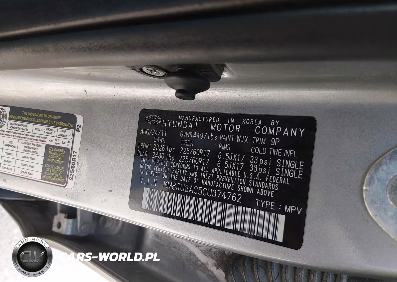 2012 Hyundai Tucson Gls VIN:KM8JU3AC5CU374762 - 9
