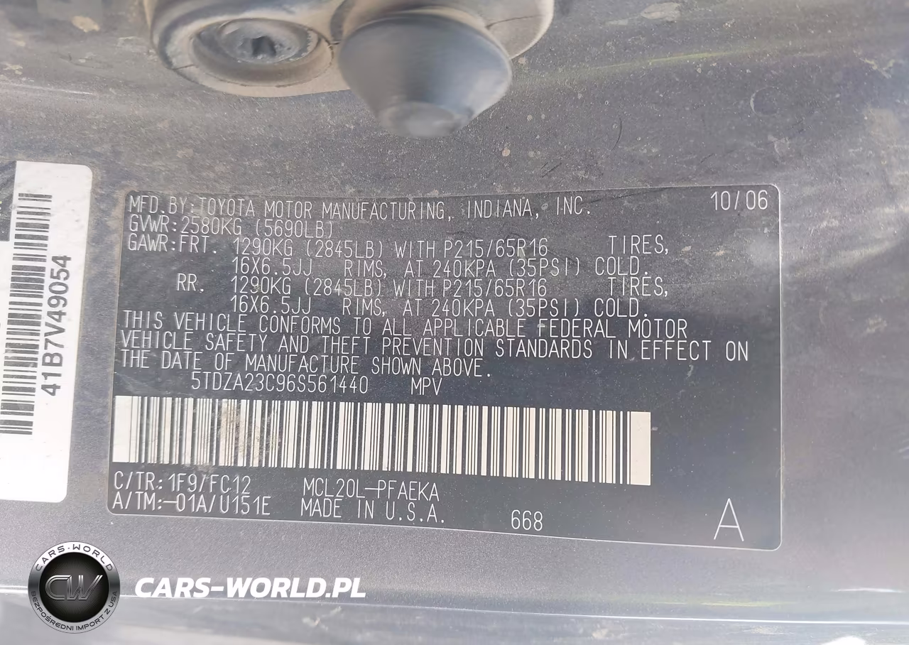 2006 Toyota Sienna Le VIN:5TDZA23C96S561440 - 9