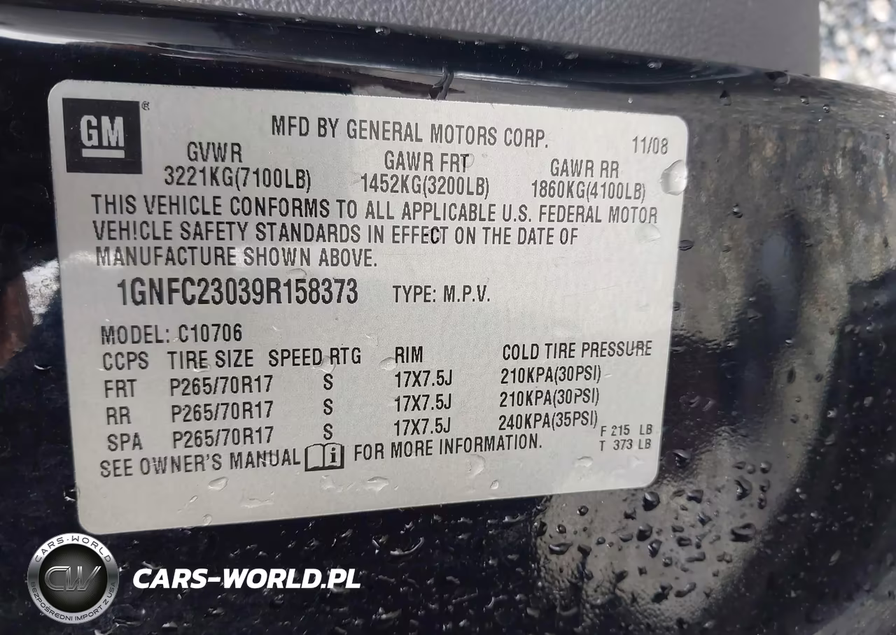 2009 Chevrolet Tahoe Lt1 VIN:1GNFC23039R158373 - 7