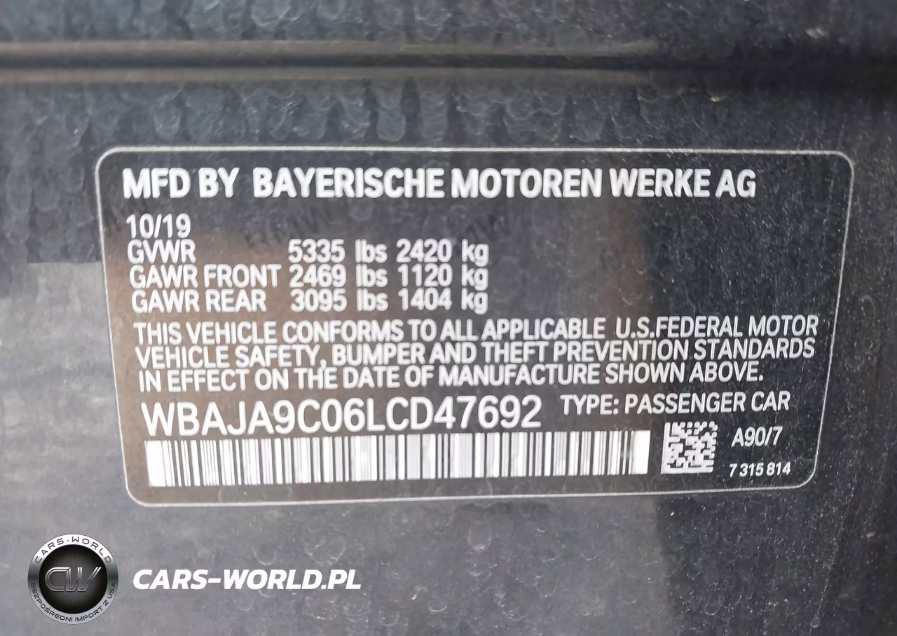 2020 BMW 530E Iperformance VIN:WBAJA9C06LCD47692 - 9