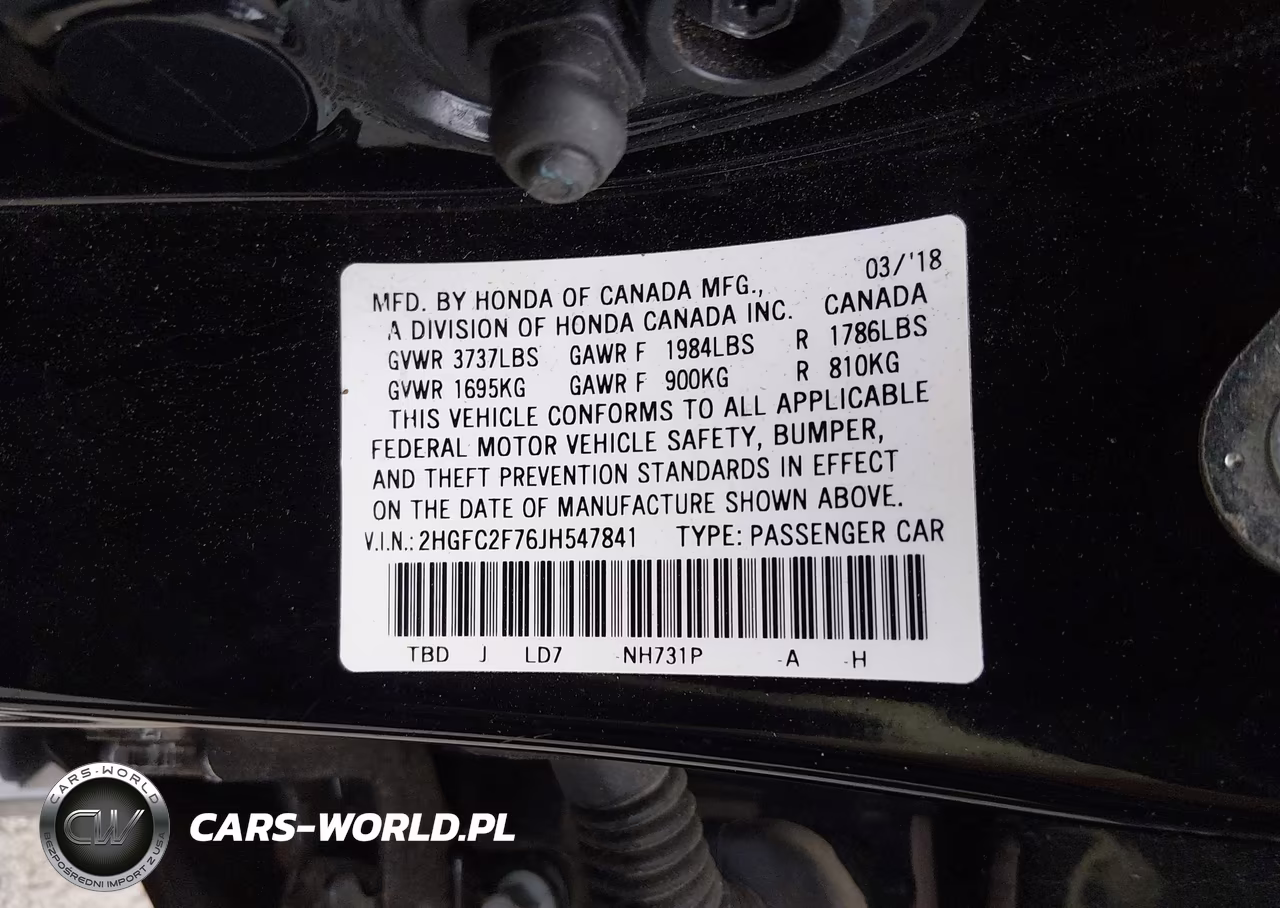 2018 Honda Civic Ex VIN:2HGFC2F76JH547841 - 9