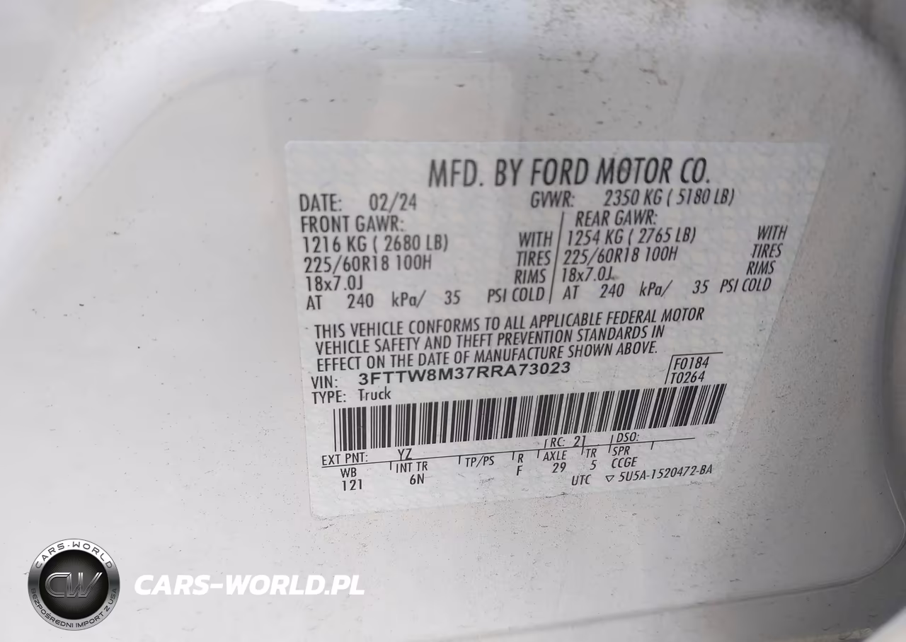 2024 Ford Maverick Lariat VIN:3FTTW8M37RRA73023 - 9