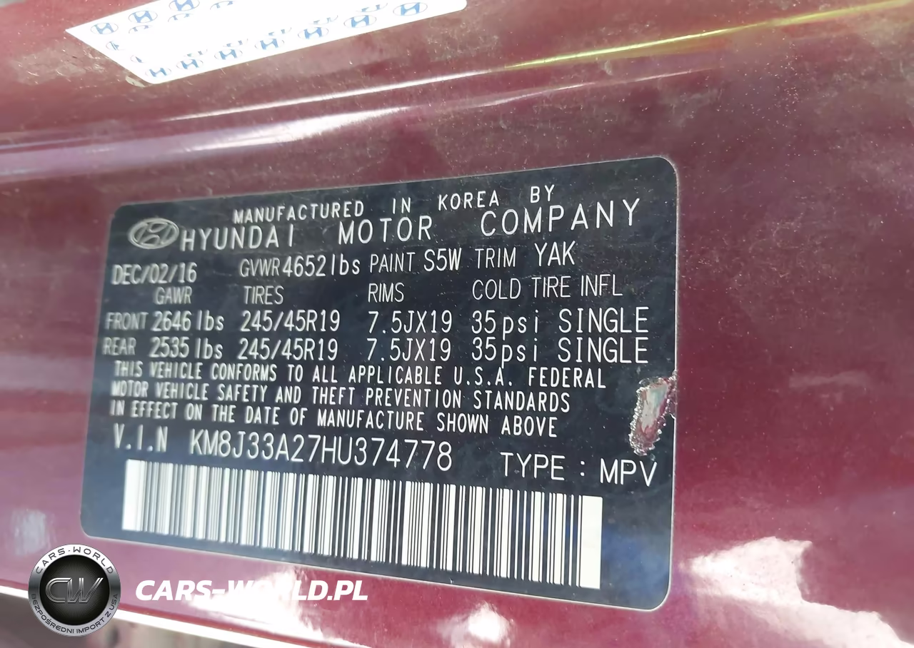 2017 Hyundai Tucson Limited VIN:KM8J33A27HU374778 - 9