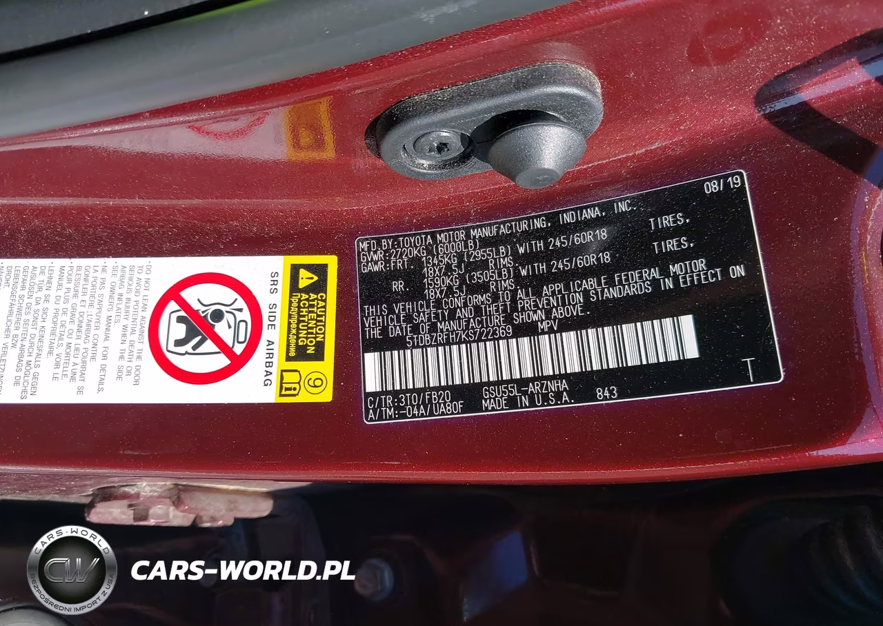 2019 Toyota Highlander Le VIN:5TDBZRFH7KS722369 - 9