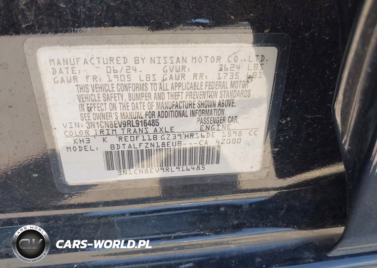 2024 Nissan Versa 1.6 Sv VIN:3N1CN8EV9RL916485 - 9