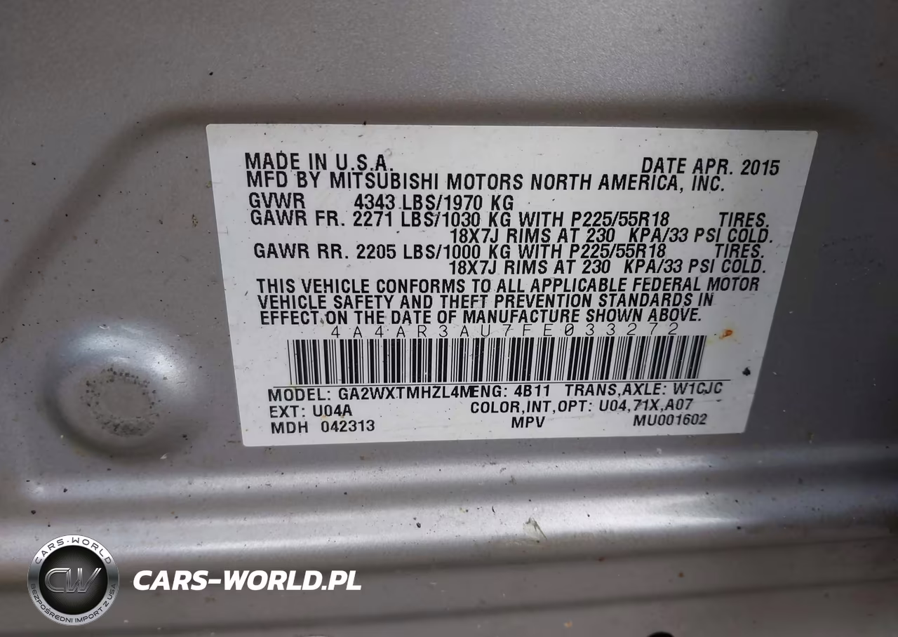 2015 Mitsubishi Outlander Sport Es VIN:4A4AR3AU7FE033272 - 9