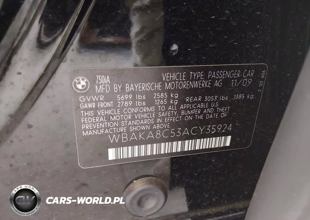 2010 BMW 750I VIN:WBAKA8C53ACY35924 - 9