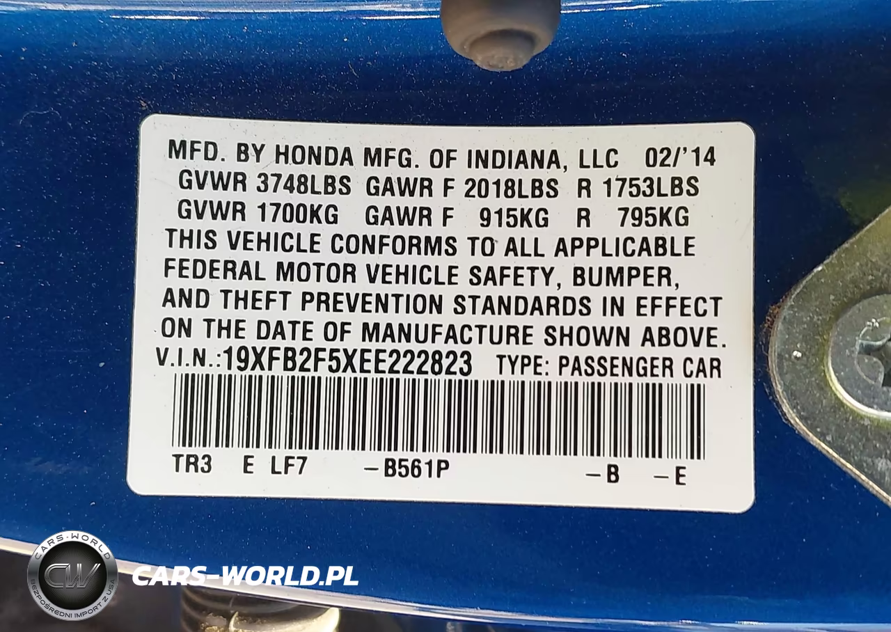 2014 Honda Civic Lx VIN:19XFB2F5XEE222823 - 9