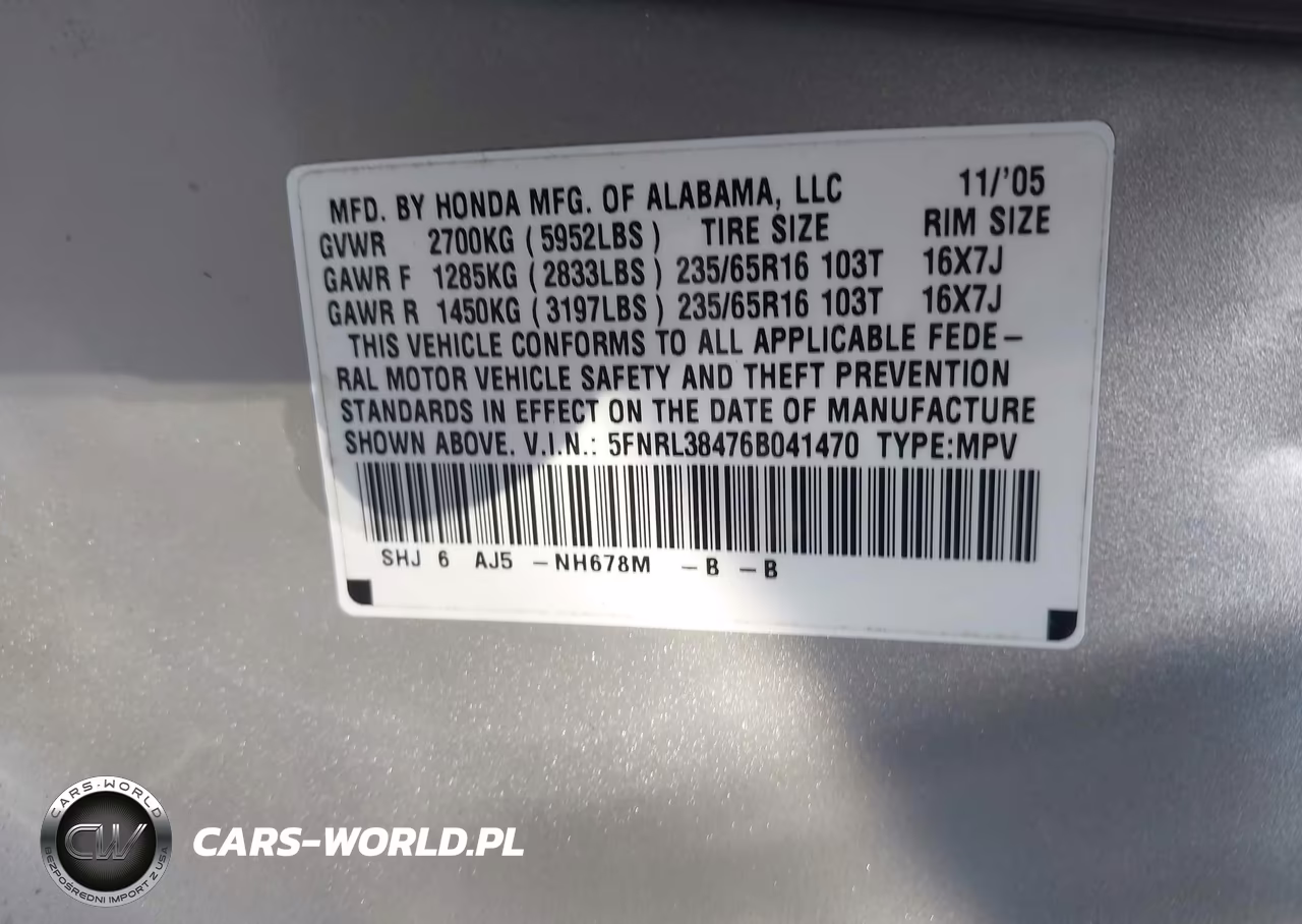 2006 Honda Odyssey Ex VIN:5FNRL38476B041470 - 9