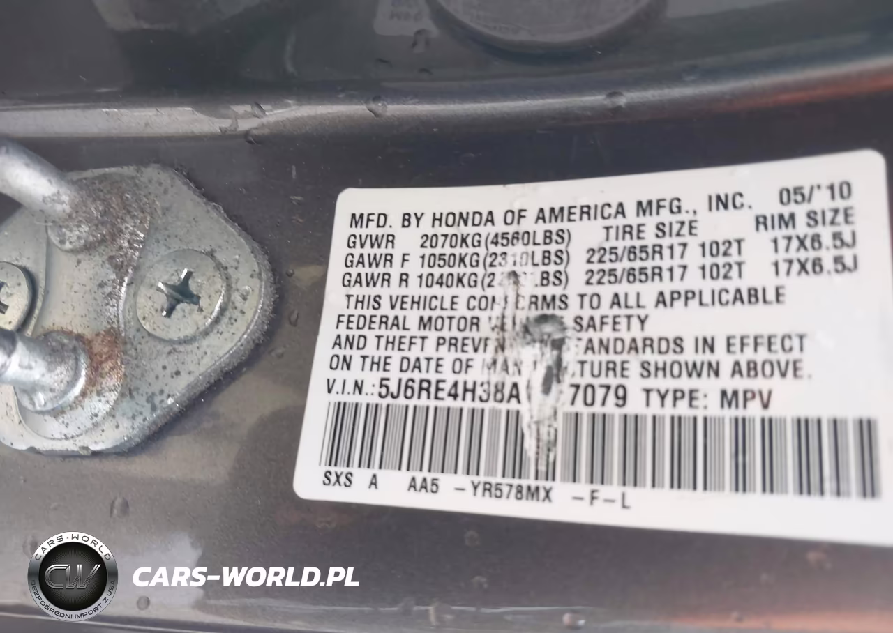 2010 Honda Cr-V Lx VIN:5J6RE4H38AL067079 - 9