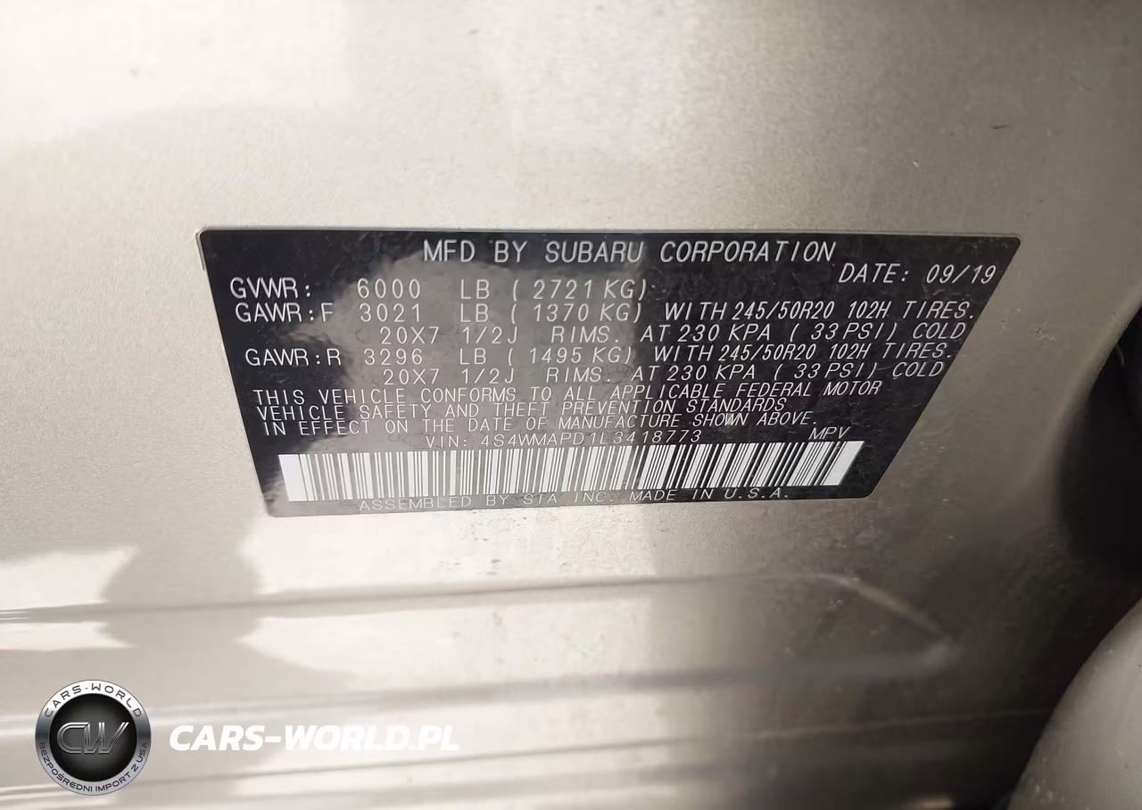 2020 Subaru Ascent Limited VIN:4S4WMAPD1L3418773 - 9