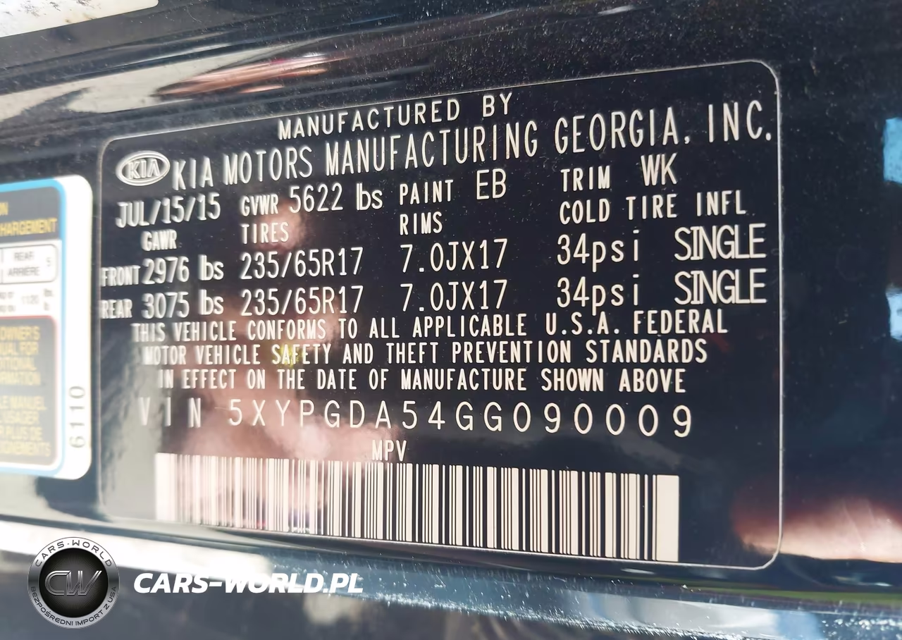 2016 Kia Sorento 3.3L Lx VIN:5XYPGDA54GG090009 - 9