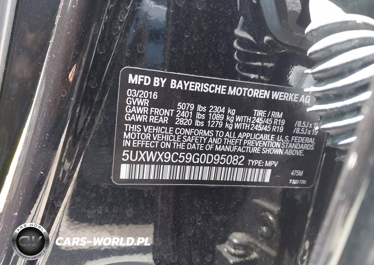 2016 BMW X3 xDrive28I VIN:5UXWX9C59G0D95082 - 9