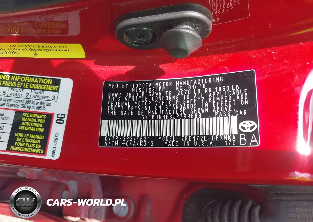 2018 Toyota Corolla Le VIN:5YFBURHE8JP799888 - 9