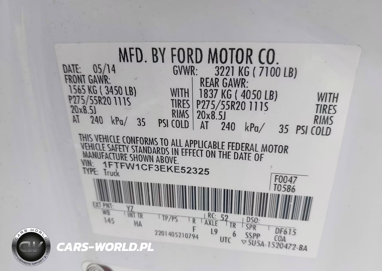 2014 Ford F-150 Lariat VIN:1FTFW1CF3EKE52325 - 9