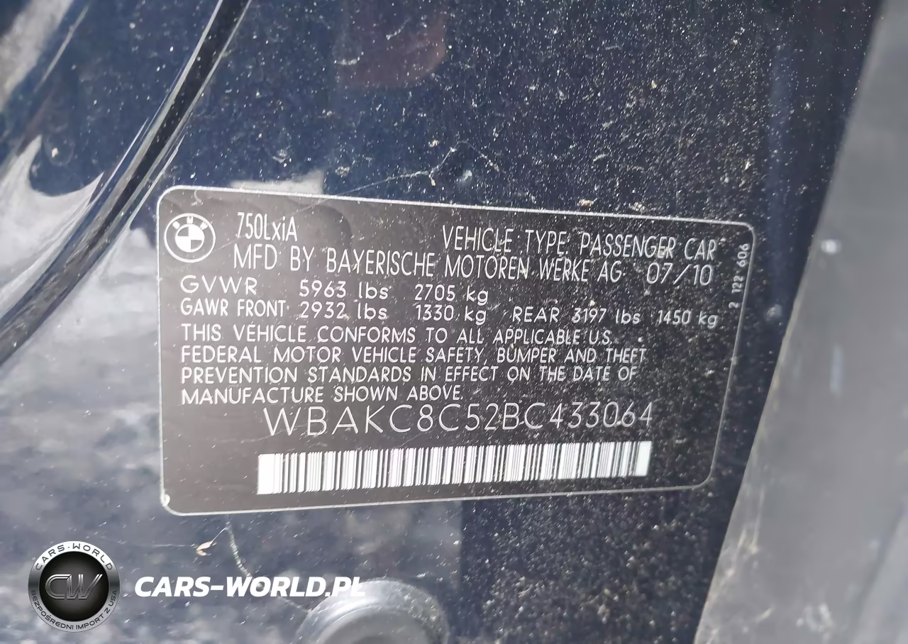 2011 BMW 750Li xDrive VIN:WBAKC8C52BC433064 - 9