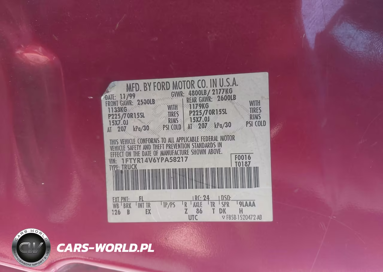 2000 Ford Ranger Xl-Xlt VIN:1FTYR14V6YPA58217 - 9