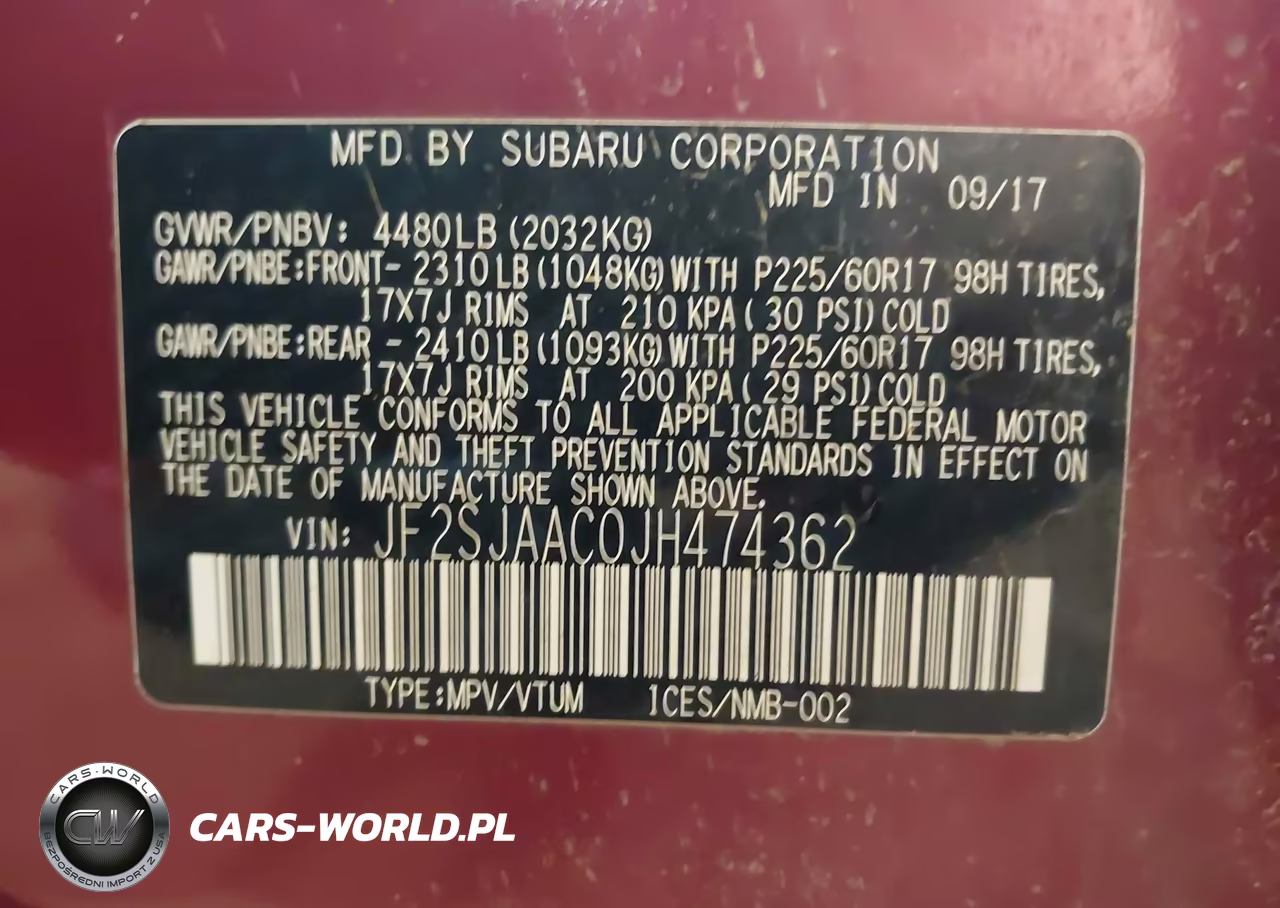 2018 Subaru Forester 2.5I VIN:JF2SJAAC0JH474362 - 9