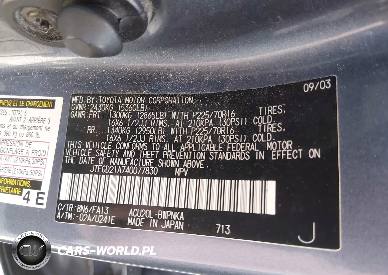 2004 Toyota Highlander VIN:JTEGD21A740077830 - 9