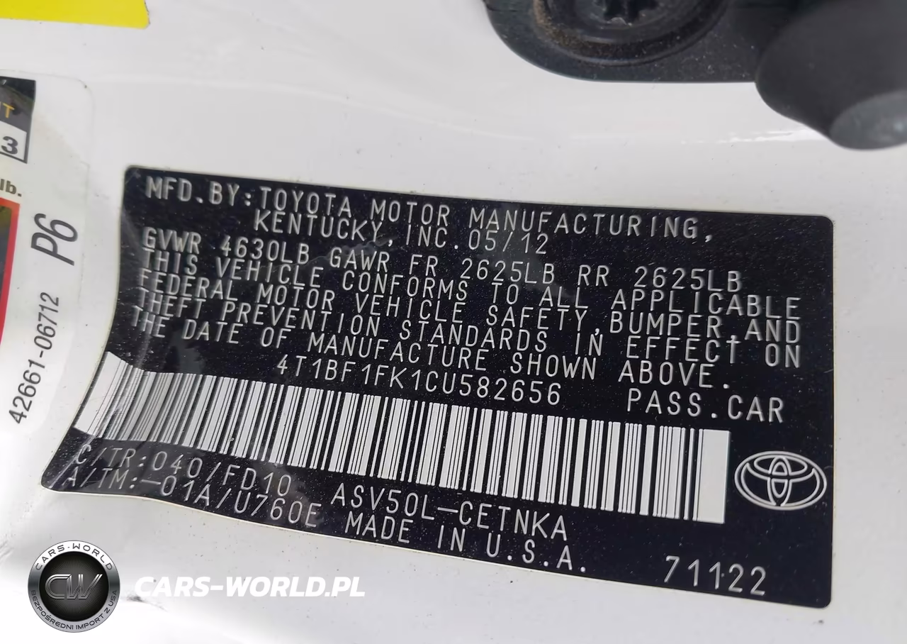 2012 Toyota Camry Le VIN:4T1BF1FK1CU582656 - 9