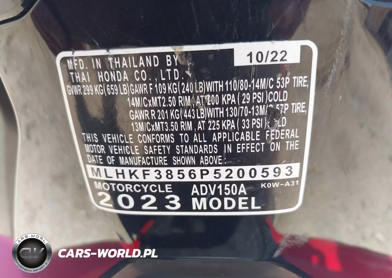 2023 Honda Adv150 A VIN:MLHKF3856P5200593 - 10