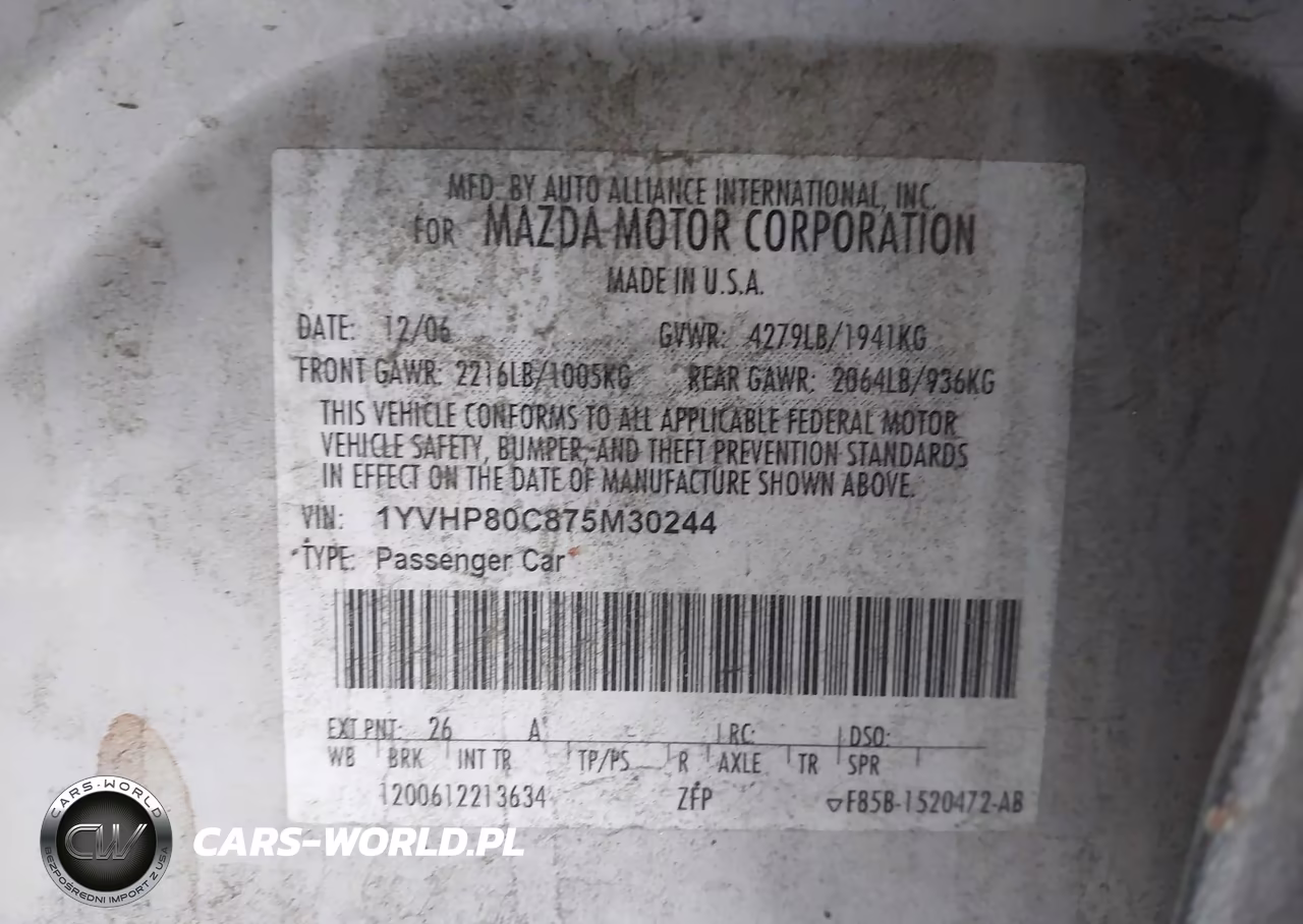 2007 Mazda Mazda6 I Sport Ve VIN:1YVHP80C875M30244 - 9