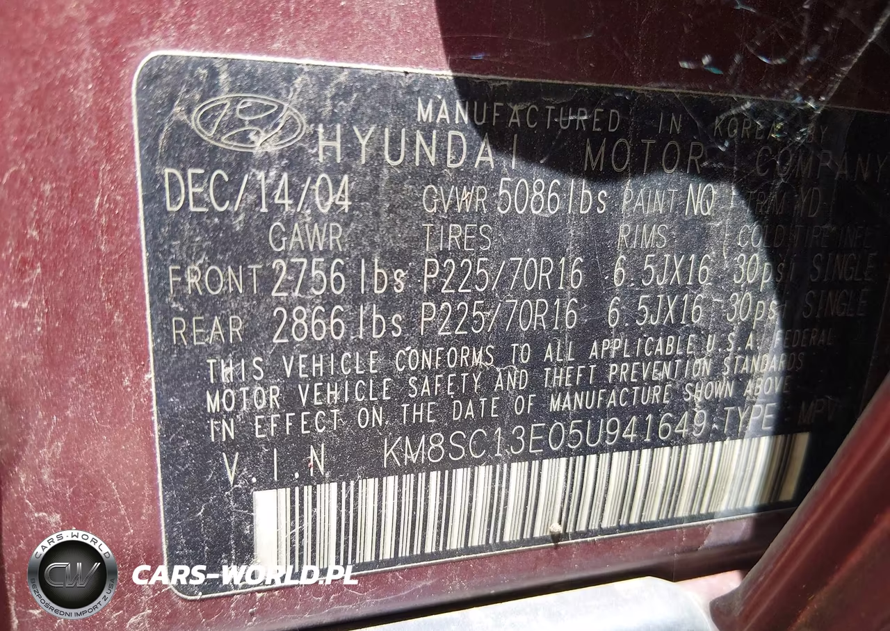 2005 Hyundai Santa Fe Gls-Lx VIN:KM8SC13E05U941649 - 9