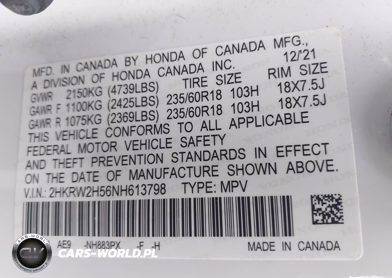 2022 Honda Cr-V Awd Ex VIN:2HKRW2H56NH613798 - 9
