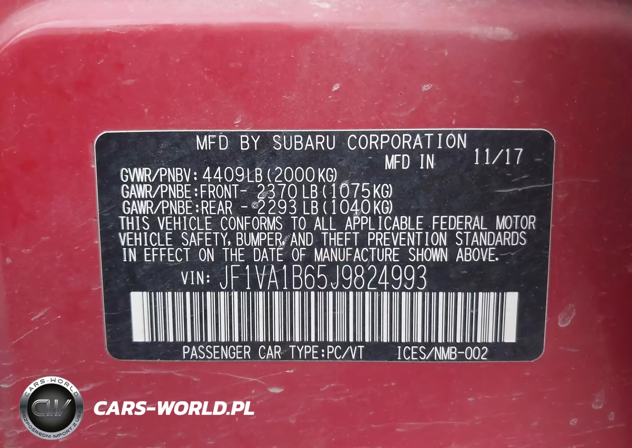 2018 Subaru Wrx Premium VIN:JF1VA1B65J9824993 - 9