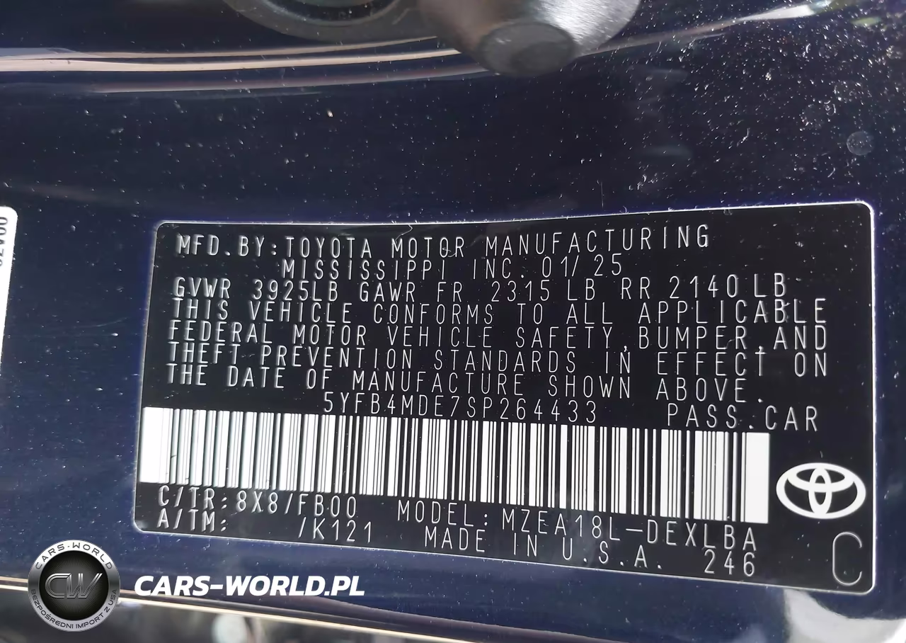 2025 Toyota Corolla Le VIN:5YFB4MDE7SP264433 - 9