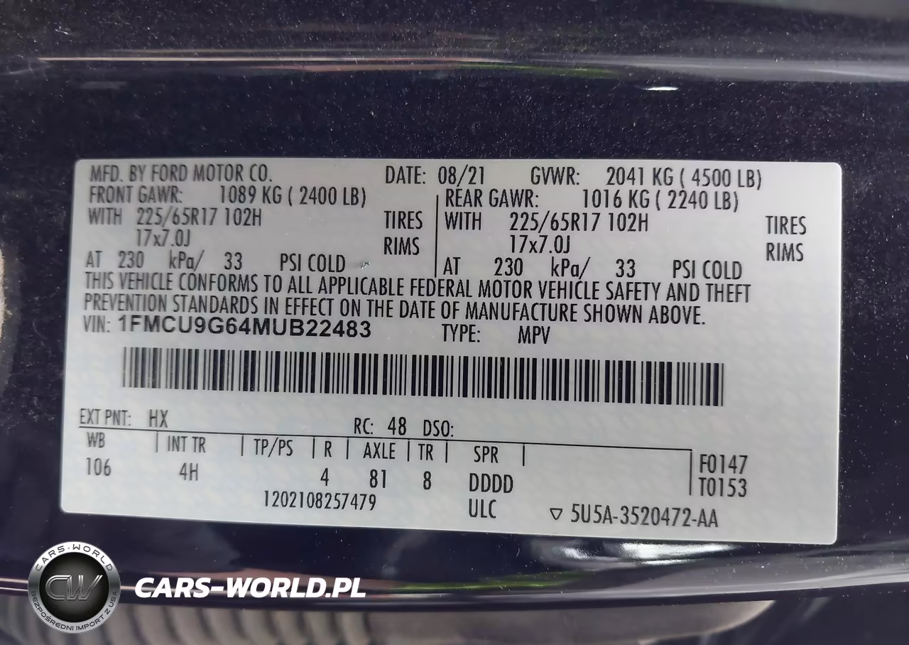 2021 Ford Escape Se VIN:1FMCU9G64MUB22483 - 9
