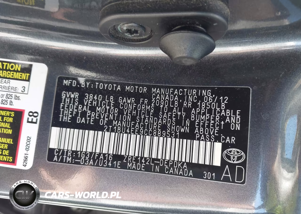 2012 Toyota Corolla L VIN:2T1BU4EE9CC889531 - 9