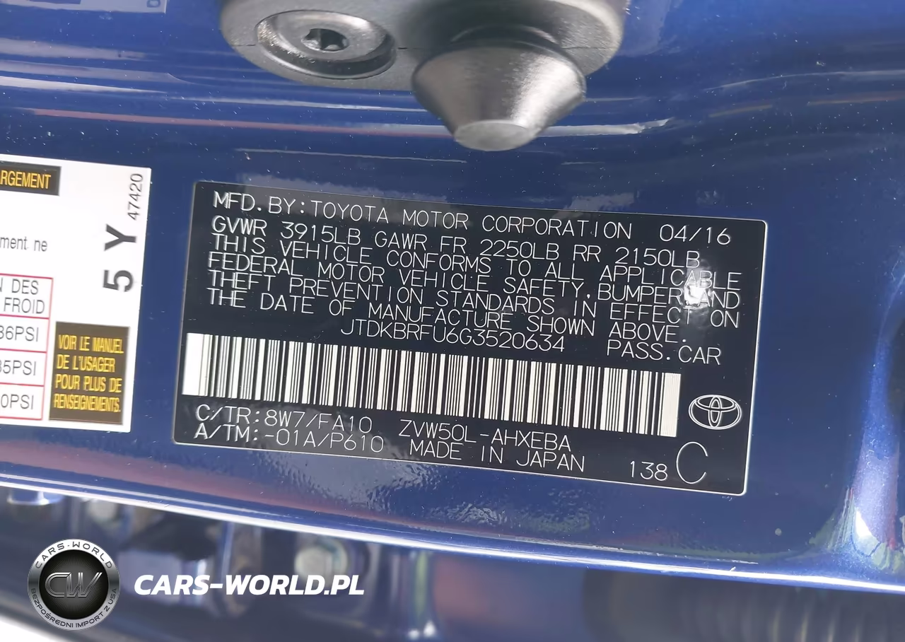 2016 Toyota Prius Two VIN:JTDKBRFU6G3520634 - 9