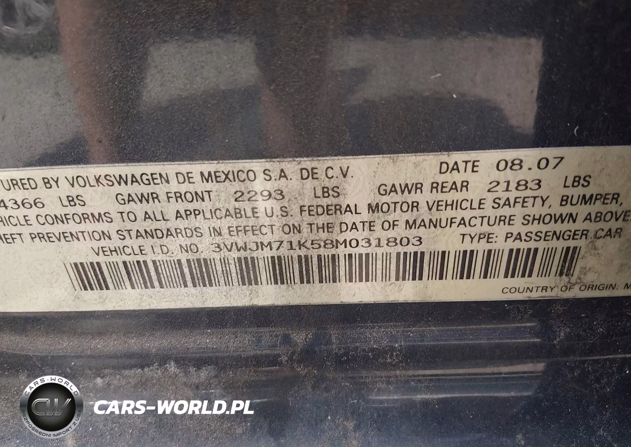 2008 Volkswagen Jetta S VIN:3VWJM71K58M031803 - 9