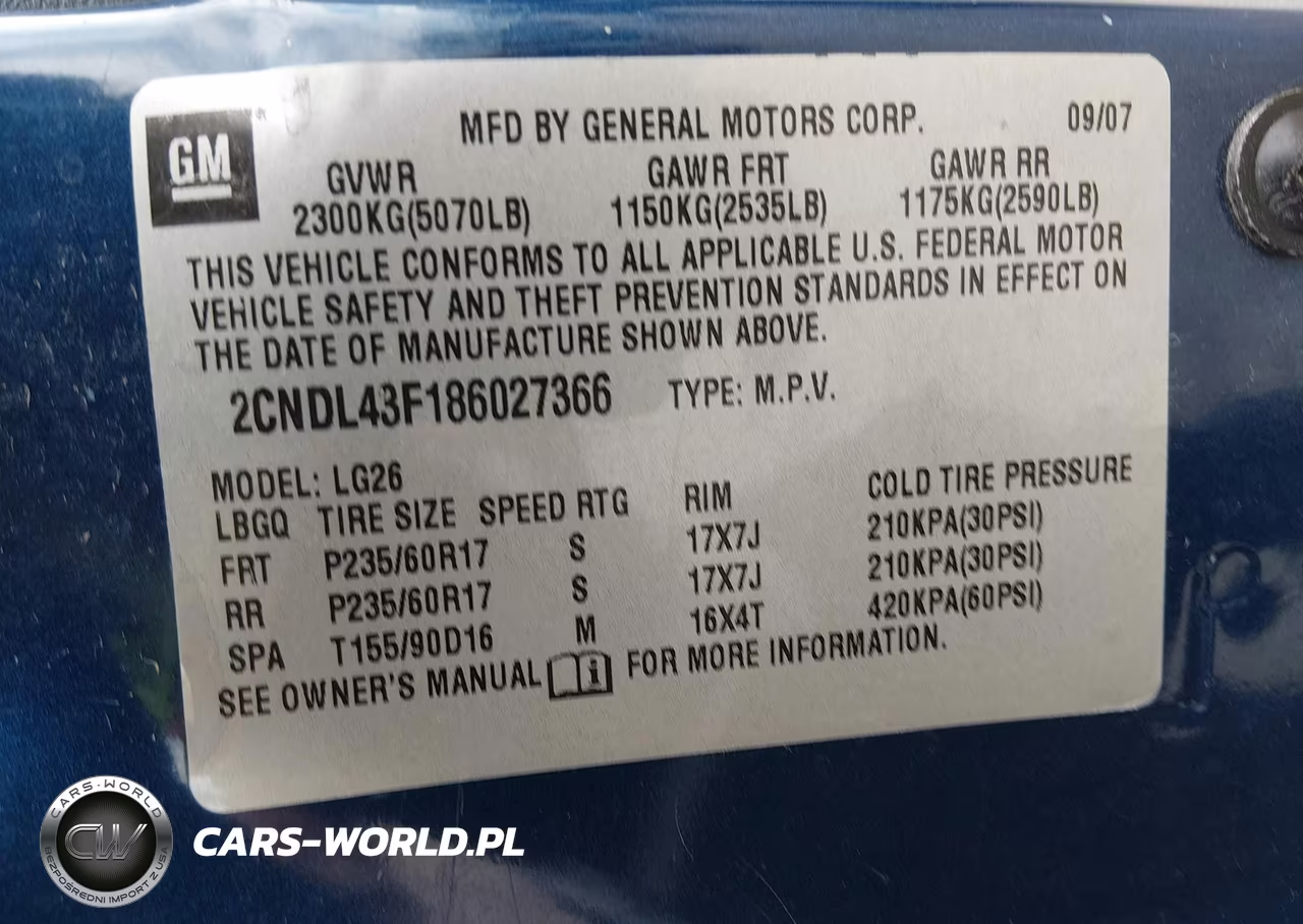 2008 Chevrolet Equinox Lt VIN:2CNDL43F186027366 - 9
