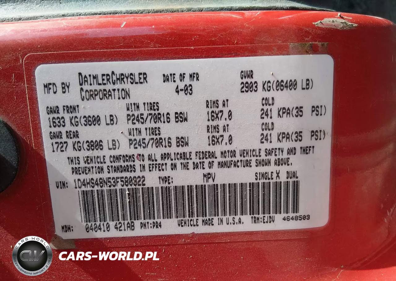 2003 Dodge Durango Slt VIN:1D4HS48N53F580922 - 9