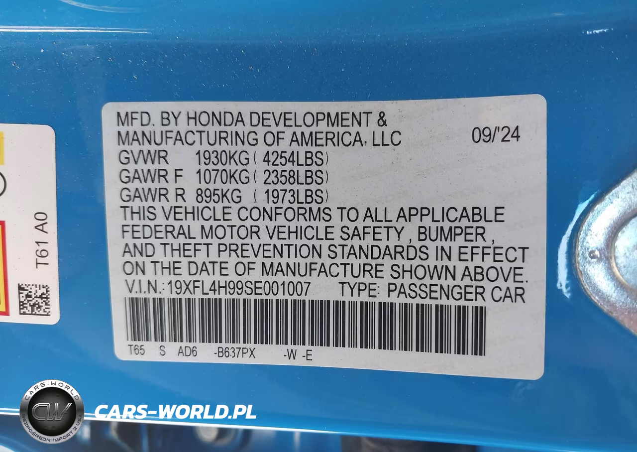 2025 Honda Civic Hybrid Sport Touring VIN:19XFL4H99SE001007 - 9