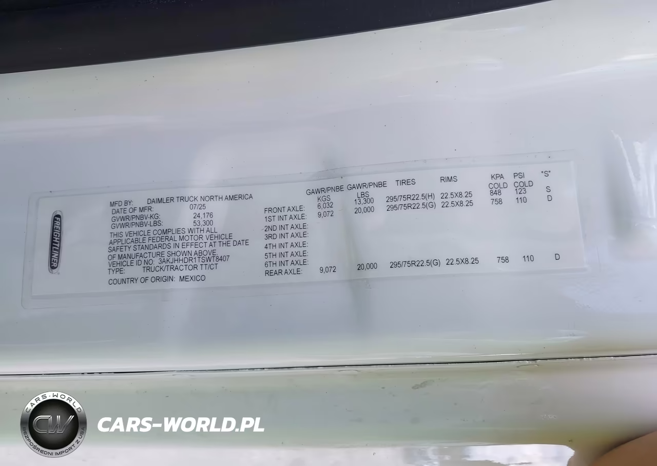 2026 Freightliner New Cascadia 126 VIN:3AKJHHDR1TSWT8407 - 8