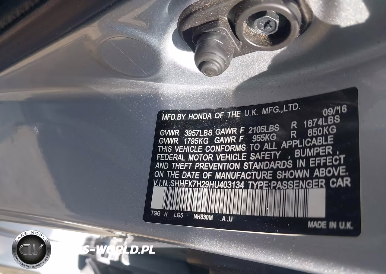 2017 Honda Civic Lx VIN:SHHFK7H29HU403134 - 9