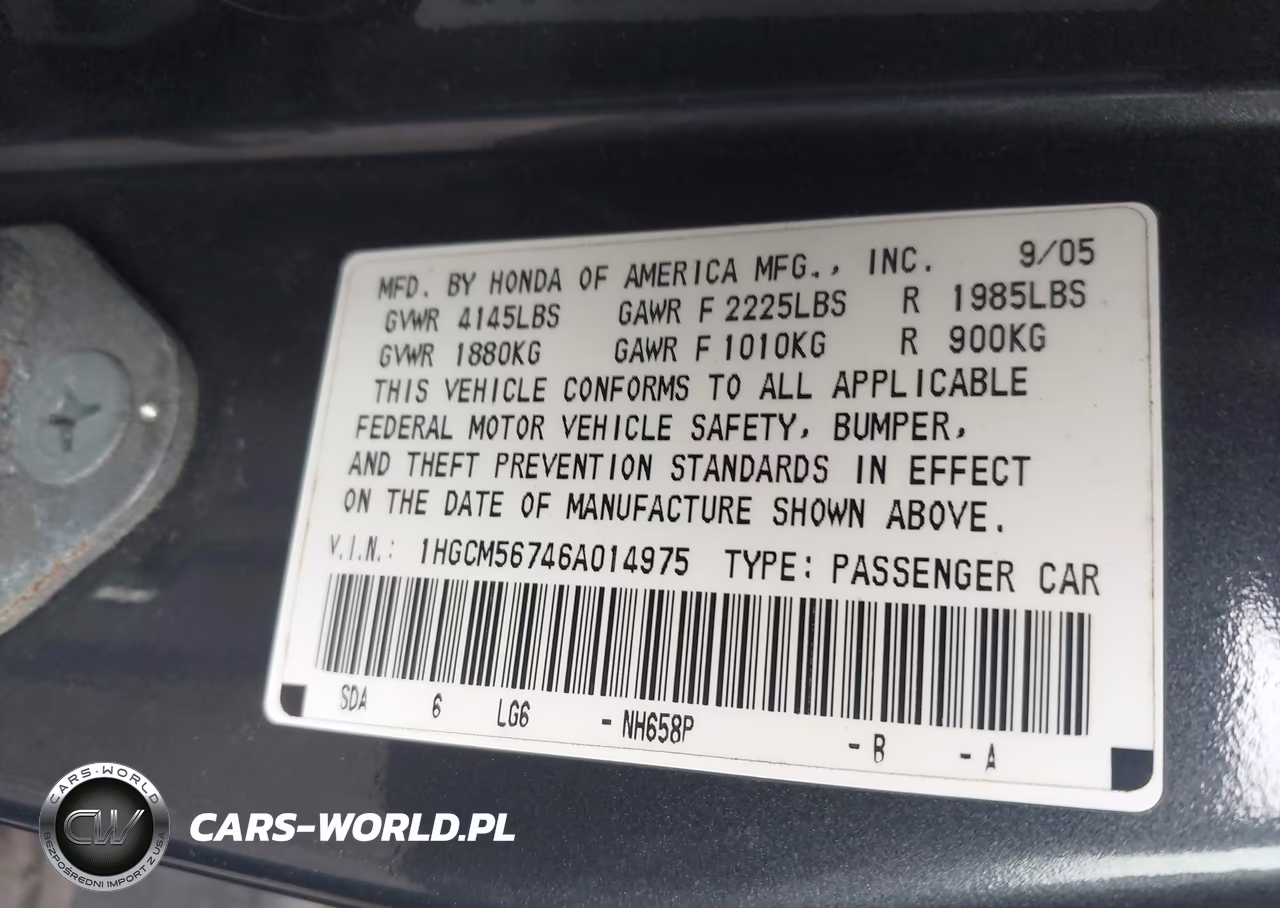 2006 Honda Accord 2.4 Ex VIN:1HGCM56746A014975 - 9