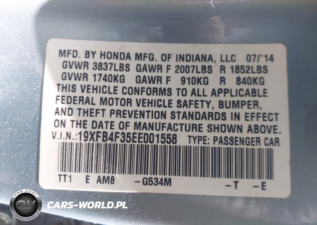 2014 Honda Civic Hybrid VIN:19XFB4F35EE001558 - 9