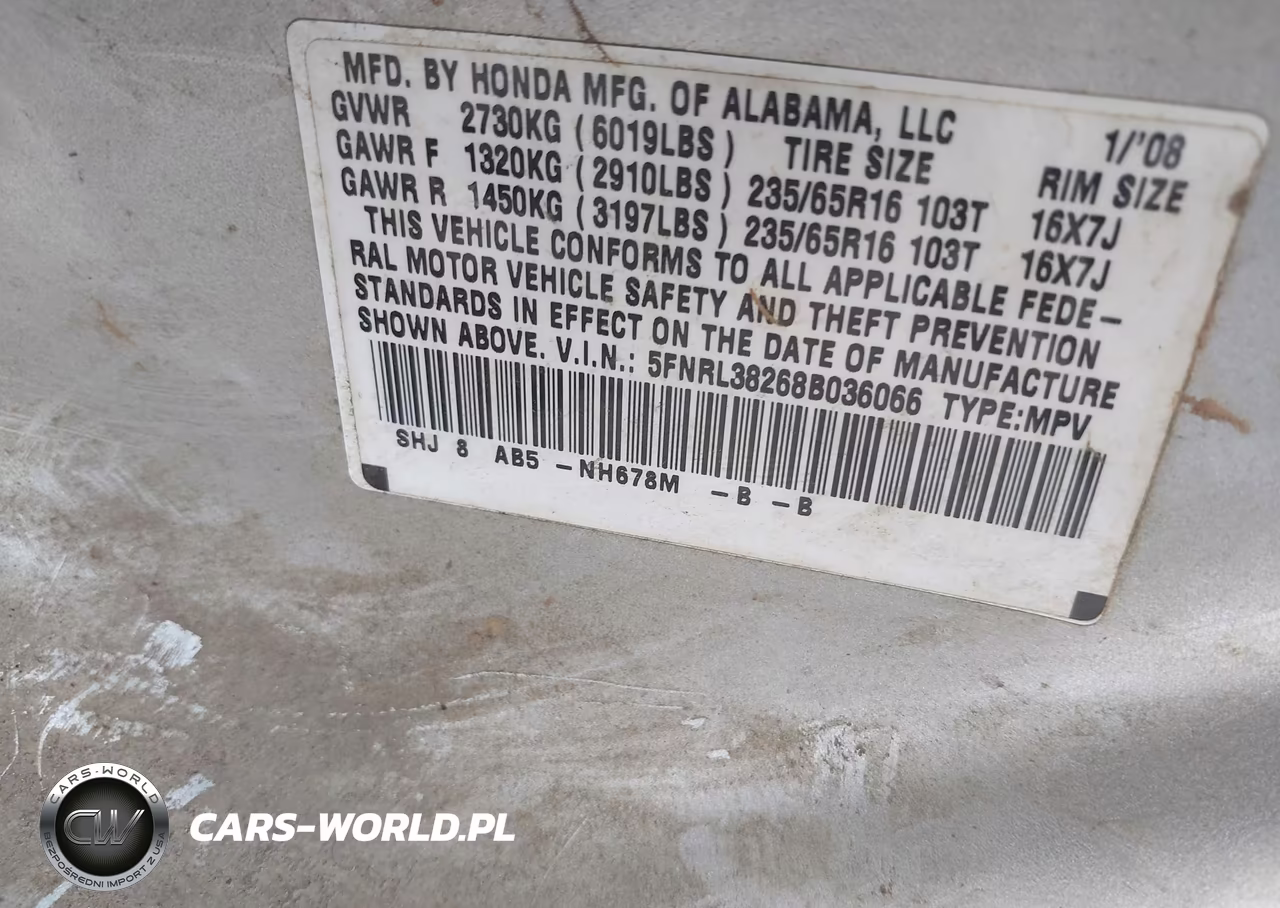 2008 Honda Odyssey Lx VIN:5FNRL38268B036066 - 9